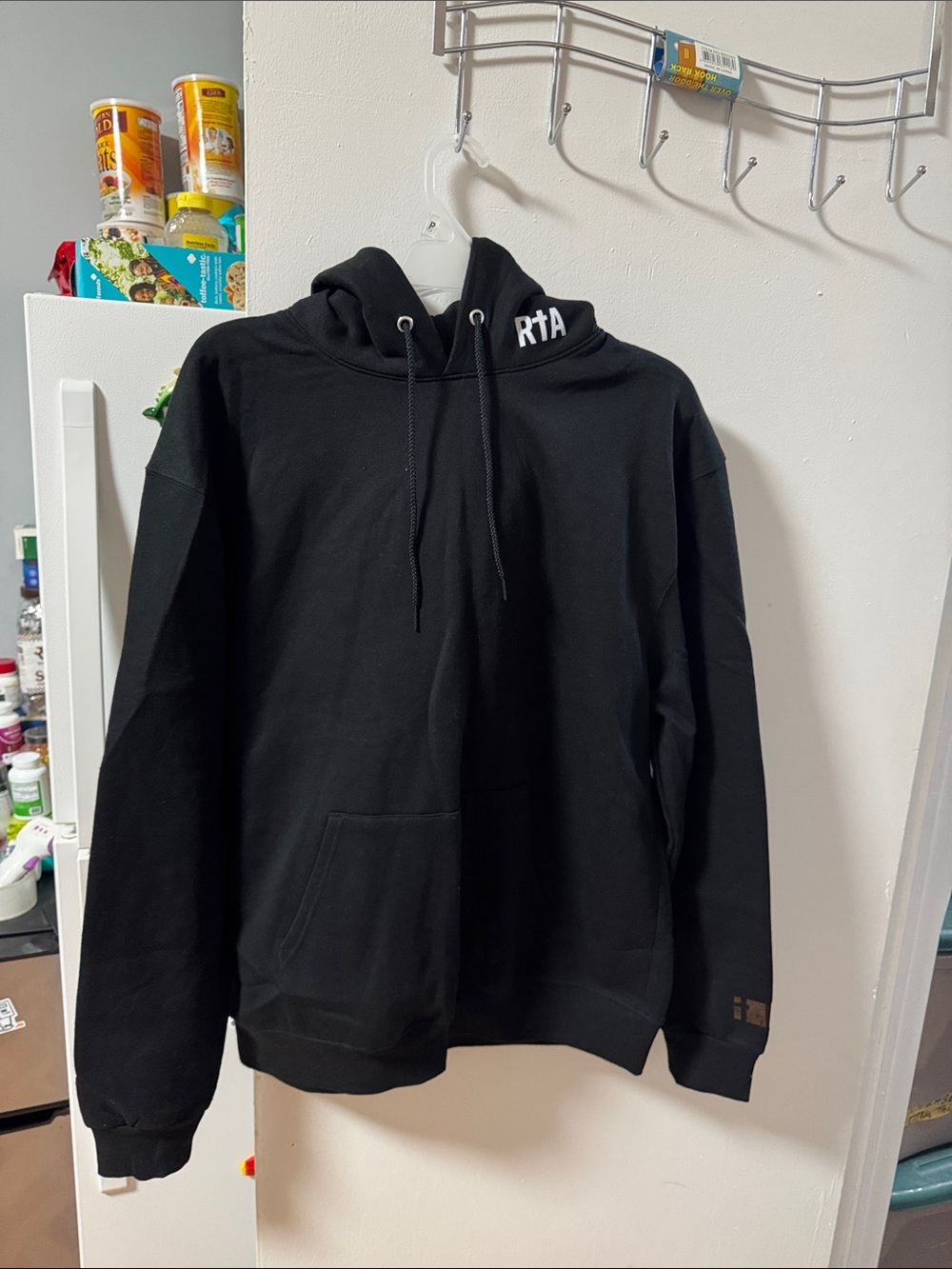 RtA Black Men's Crewneck Hoodie with Subtle Logo